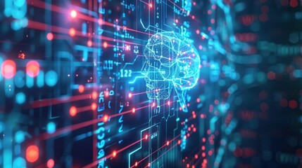 Fototapeta premium Artificial Intelligence: Brain Neural Network Digital Abstract