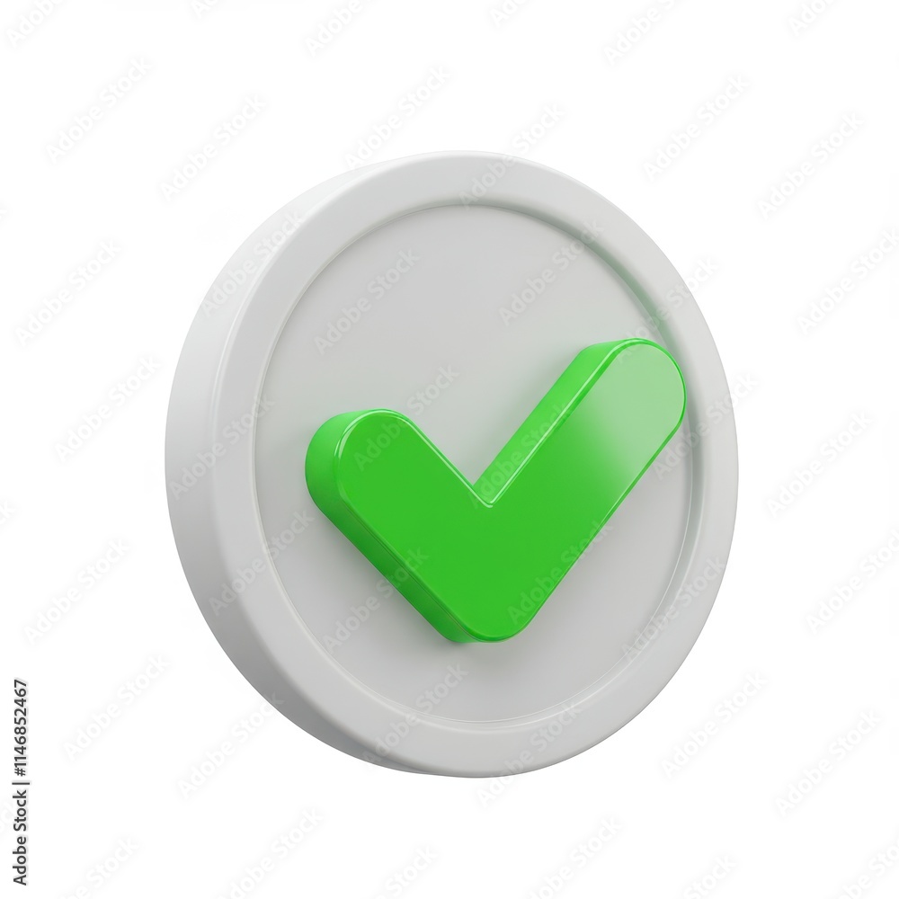 Poster a green check mark in a circle 3d render icon isolated on white background