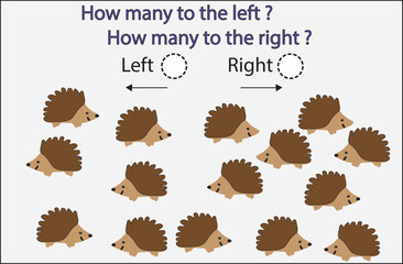 Counting the left and right Porcupines. Educational game for preschoolers kids.
