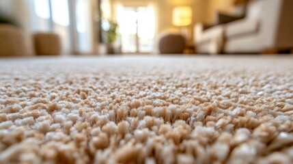 Soft Beige Carpet Close Up In A Living Room