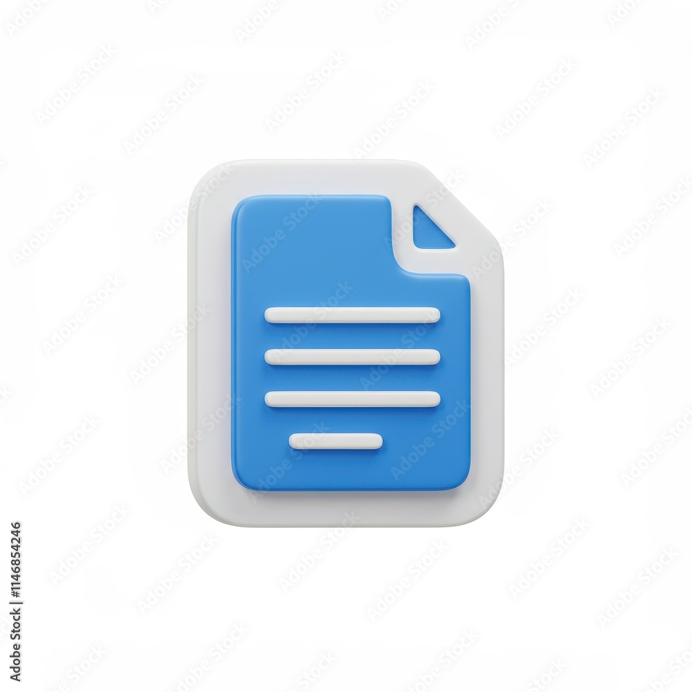 Poster 3d document icon isolated on white background with a blue and white color scheme