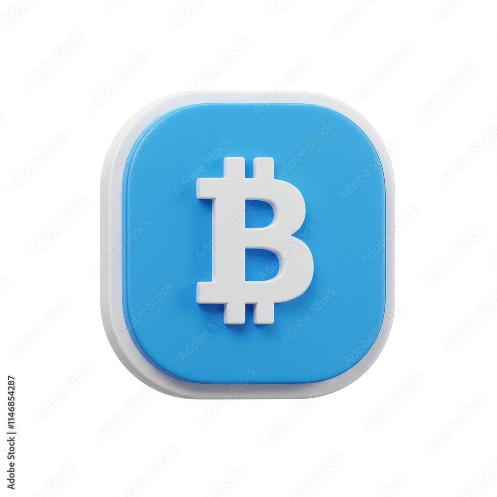 Aufkleber 3d icon of bitcoin isolated on white background with a blue and white color scheme