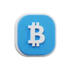 3D icon of bitcoin isolated on white background with a blue and white color scheme