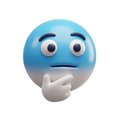 Fototapeta premium 3D emoji thinking face isolated on white background with a blue and white color scheme