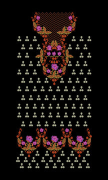 Indian Embroidery Neck and Border Design, Pattern, Patch, Embroidery Designs, Women Shirt Designs, Embroidery Allover Designs Embroidery Illustration, for Textile Clothing Design Manual artwork