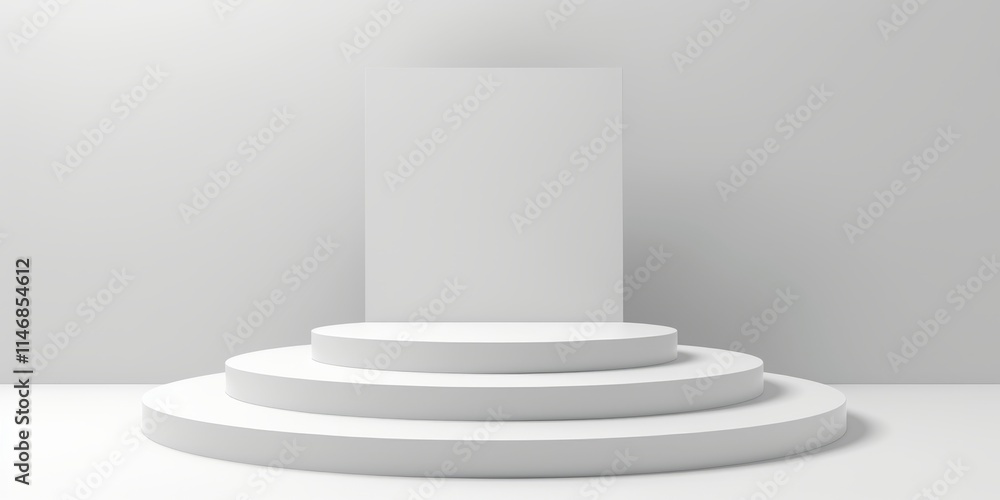 Poster bright white background enhances the visibility of the award podium, ensuring that it commands atten