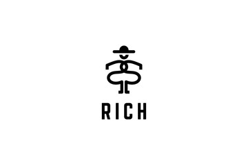 Template logo design solution with rich man who have big pockets