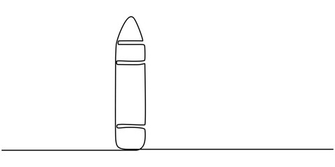 crayon continuous one line drawing, Vector illustration of crayon isolated on white background for kids coloring activity worksheet, workbook, line drawing style on white background,vector design.