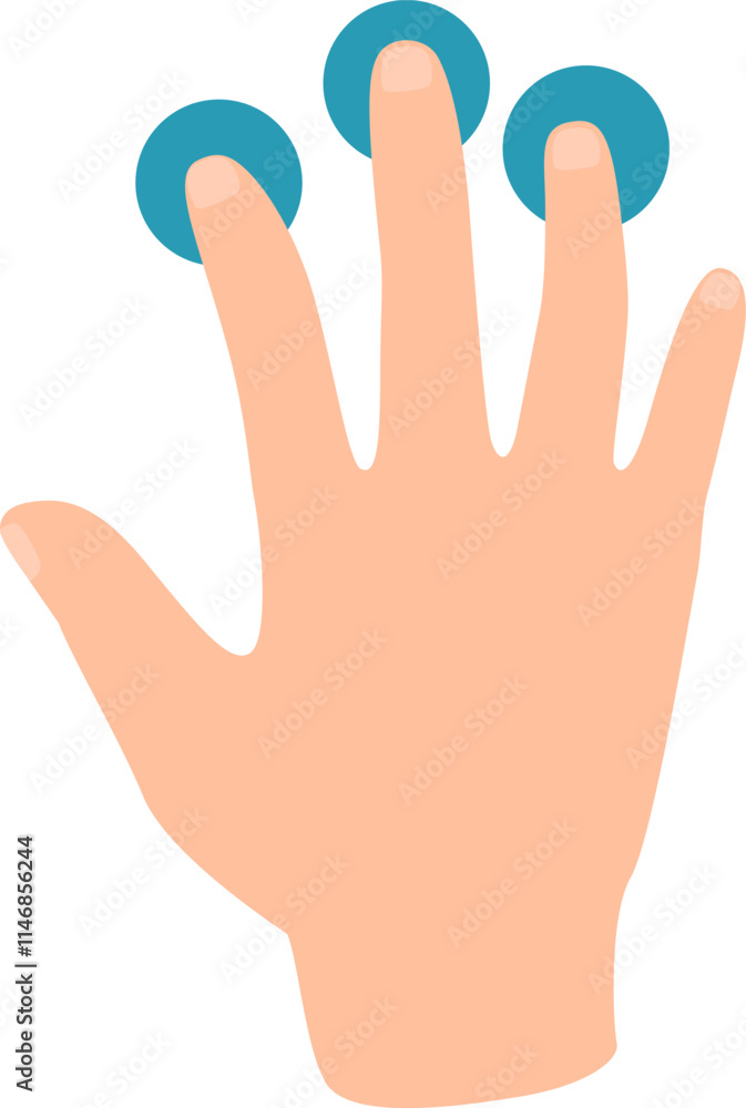 Poster cartoon hand interacting with a digital screen, using three fingers to symbolize the connection betw