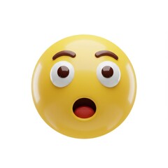Fototapeta premium Emoji is surprised and scared 3D Icon isolated on white background
