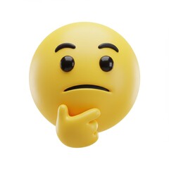 Fototapeta premium Thinking smiley face emoji 3D Icon isolated on white background
