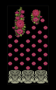 Indian Embroidery Neck and Border Design, Pattern, Patch, Embroidery Designs, Women Shirt Designs, Embroidery Allover Designs Embroidery Illustration, for Textile Clothing Design Manual artwork