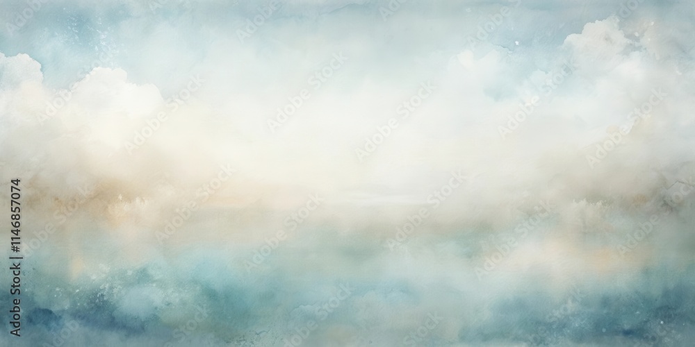 Poster abstract watercolor sky with a misty horizon and subtle hints of color