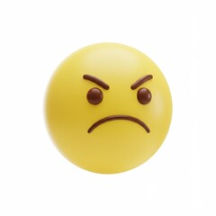 Fototapeta premium Yellow angry emoji face 3D Icon isolated on white background