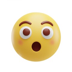 Fototapeta premium Surprised emoji sticker 3D Icon isolated on white background