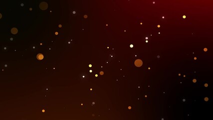 Golden particles in motion against a vibrant red background - Powered by Adobe