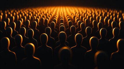 Group of Figures in a Social-Themed Backdrop Creating a Powerful Visual Effect