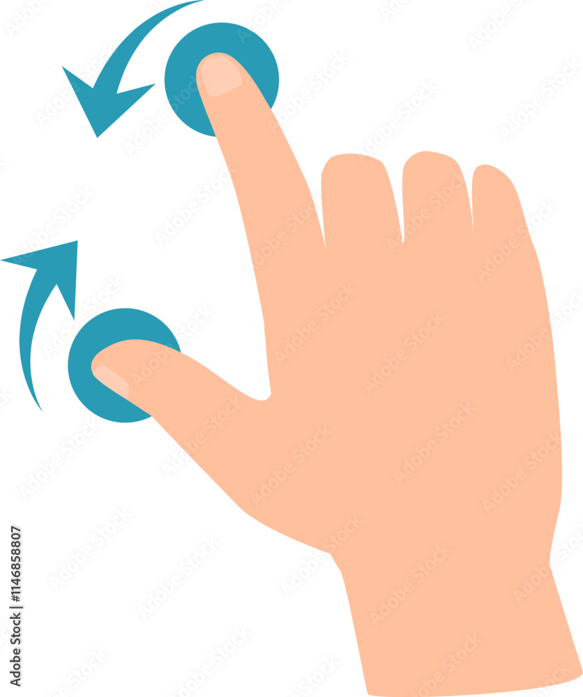 Poster rotating gesture performed with index finger and thumb on a touchscreen, showcasing interaction with