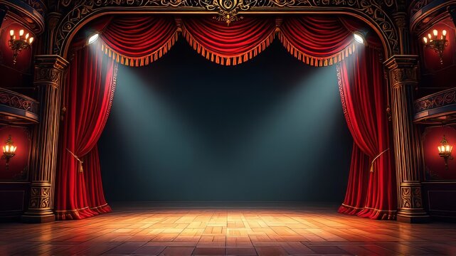 A stage utilizing double exposure for parallax effect.