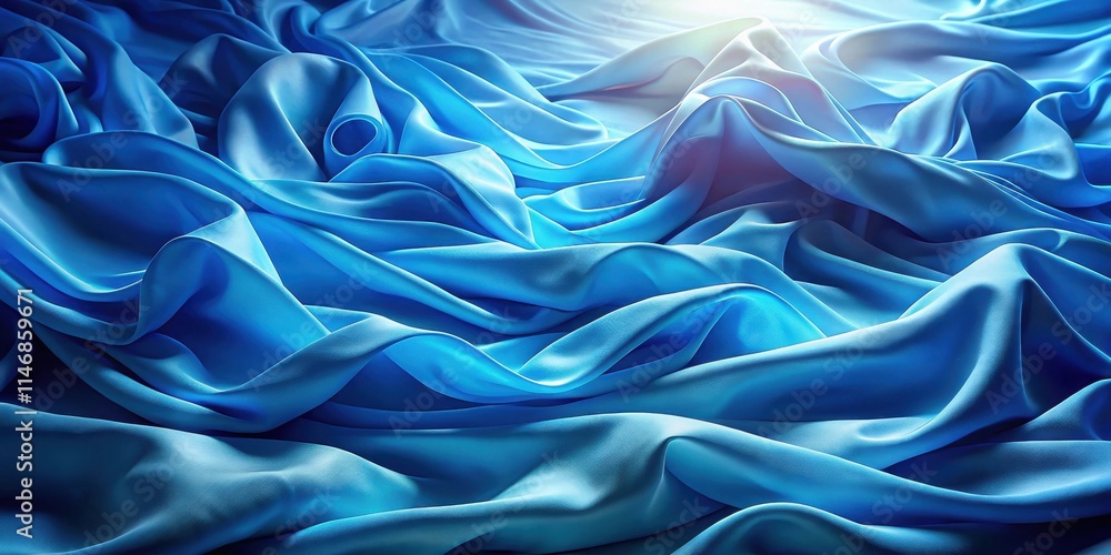 Aufkleber abstract draped fabric in a soft blue hue with gentle light and shadow play