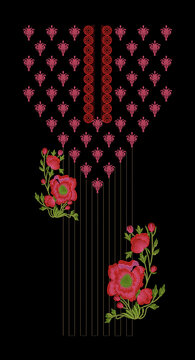 Indian Embroidery Neck and Border Design, Pattern, Patch, Embroidery Designs, Women Shirt Designs, Embroidery Allover Designs Embroidery Illustration, for Textile Clothing Design Manual artwork