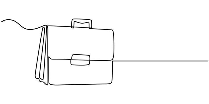 recommend clip art: Suitcase working bag one line art drawing. Continuous outline briefcase office bag for working, briefcase continuous line art drawing, Minimalist continuous one line drawing of business bag pro. 