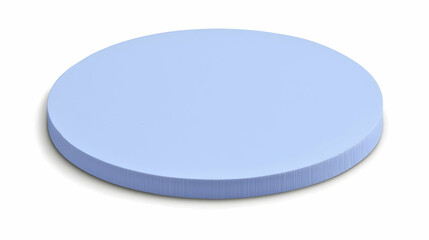A flat, round, light blue disc, possibly a foam or material sample.