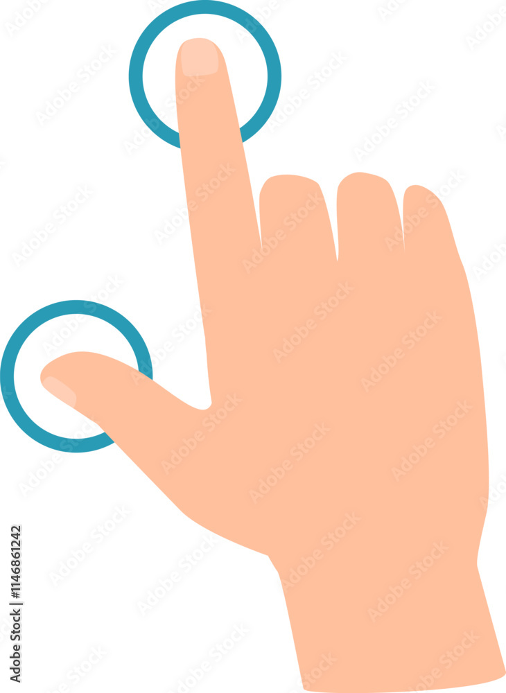 Poster multi touch hand gesture pinching on a touchscreen, zooming in or interacting seamlessly with a digi