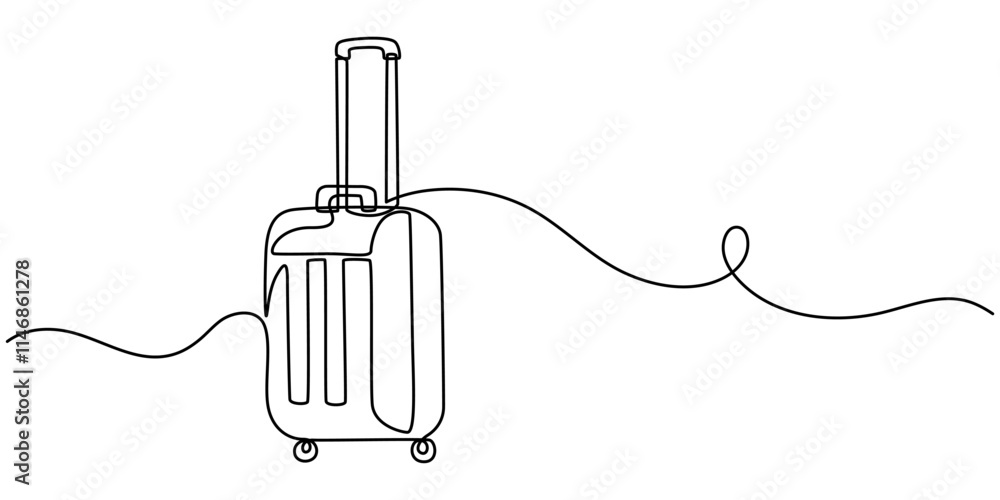 Aufkleber suitcase one continuous line art. luggage drawing travel symbol. vector illustration hand drawn edit