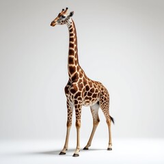 Obraz premium Elegant Giraffe With Legs Raised and Neck Stretched in a Serene Scene
