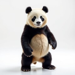 Giant Panda Stands Up, Showcasing Curiosity and Playfulness