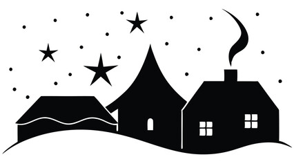 Fototapeta premium Christmas Star Above a Snowy Village