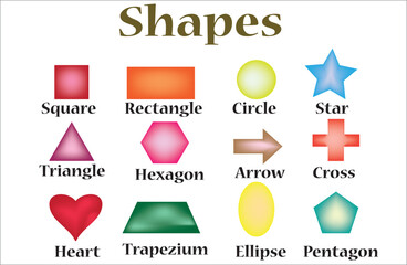 Geometric basic shapes set. Educational materiel for preschool kids.