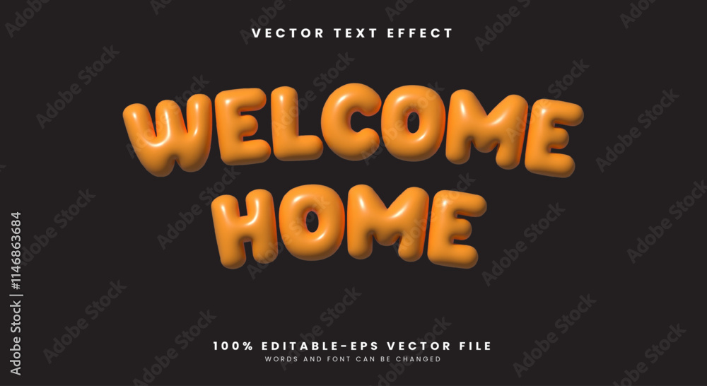 Poster welcome home 3d inflated style editable text effect template