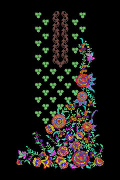 Indian Embroidery Neck and Border Design, Pattern, Patch, Embroidery Designs, Women Shirt Designs, Embroidery Allover Designs Embroidery Illustration, for Textile Clothing Design Manual artwork