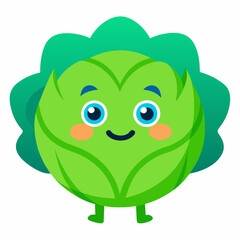 Adorable cartoon Cabbage character with big eyes and smooth texture