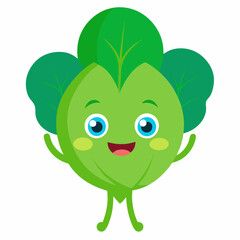 Adorable cartoon Spinach character with big eyes and smooth texture