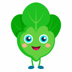 Adorable cartoon Spinach character with big eyes and smooth texture