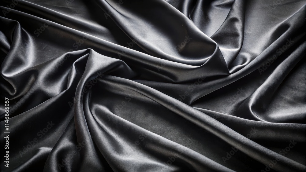 Aufkleber abstract draped black satin fabric with smooth, elegant texture and flowing lines