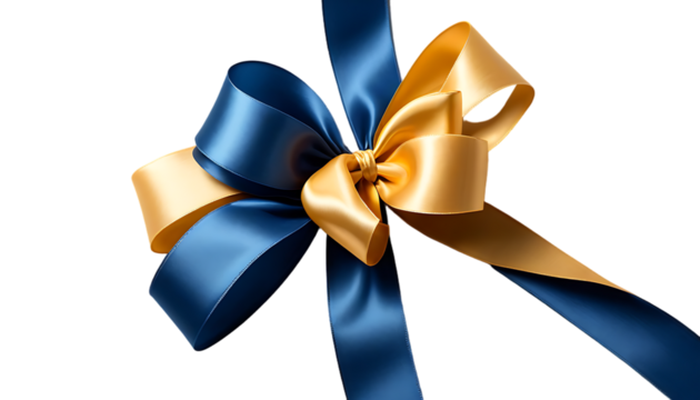 Abstract blue and golden gradient ribbon.