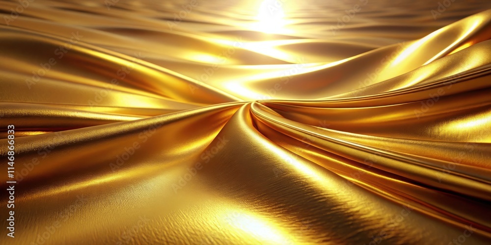 Poster golden fabric draped with a sunlit glow, creating a luxurious and elegant abstract background