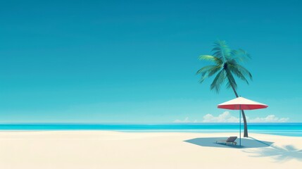 Fototapeta premium Minimalism accentuates the beauty of this minimalist beach holiday scene
