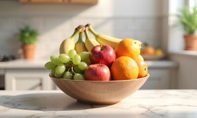 Sunlit Kitchen Fruit Bowl: A Still Life of Freshness © verdian