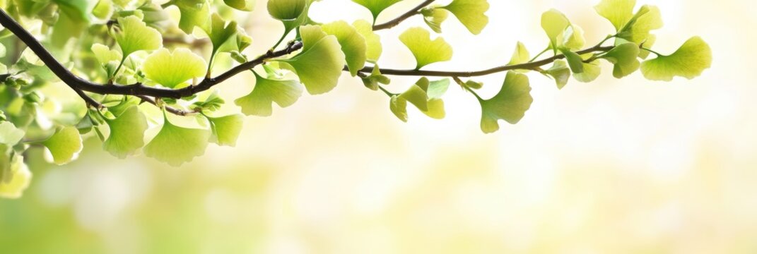 Ginkgo biloba plant leaf closeup view.
