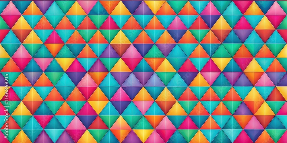 Poster A mesmerizing pattern of vibrant, iridescent triangles creates a captivating and modern abstract background.