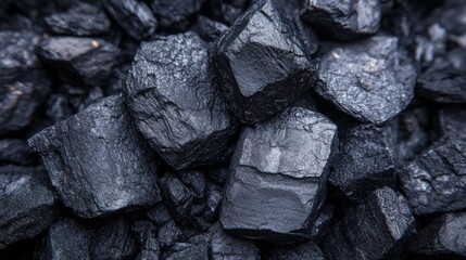 Fototapeta premium Close Up Of A Pile Of Dark Charcoal Rocks