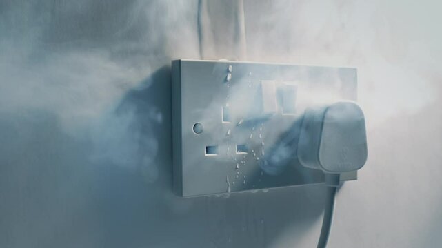 Water Leak Damages Plug Socket And Smoke Comes Out