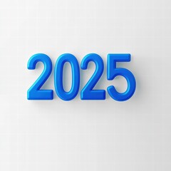 Bold blue 3D figures of 2025 stand prominently against a clean white background, symbolizing...