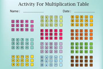 Activity for multiplication table