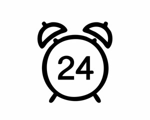 Minimalist 24-Hour Clock Icon - Time, Schedule, and Always Available Symbol